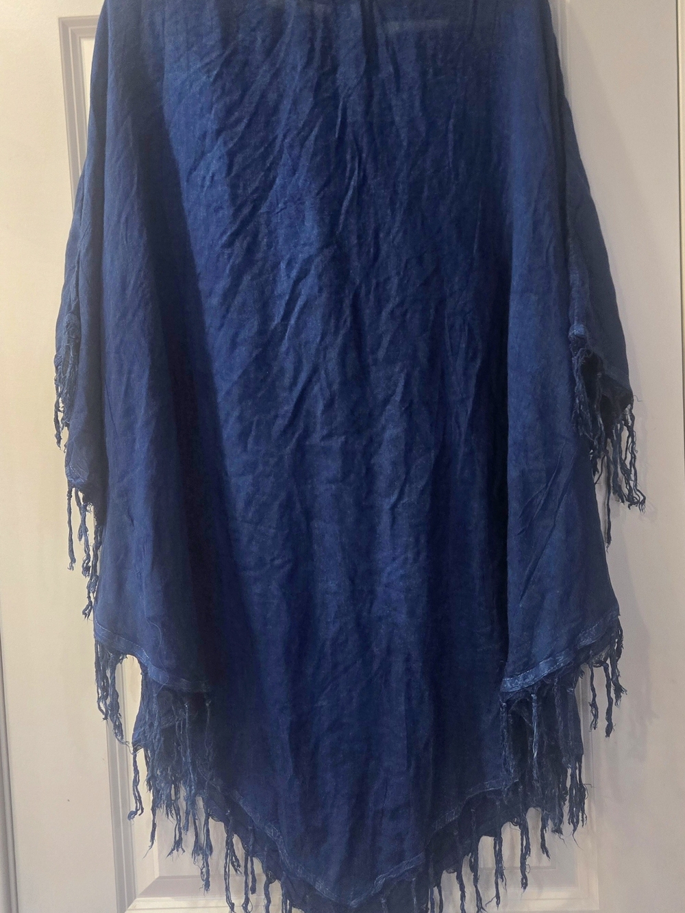 Beach By Exist Navy Embroidered Fringe Caftan BOHO Resort - Picture 2 of 4